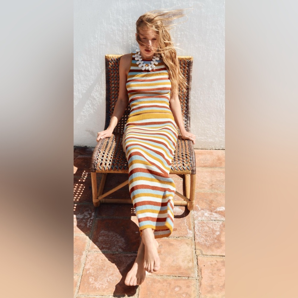 NWT ZARA OPENWORK KNIT STRIPED SKIRT